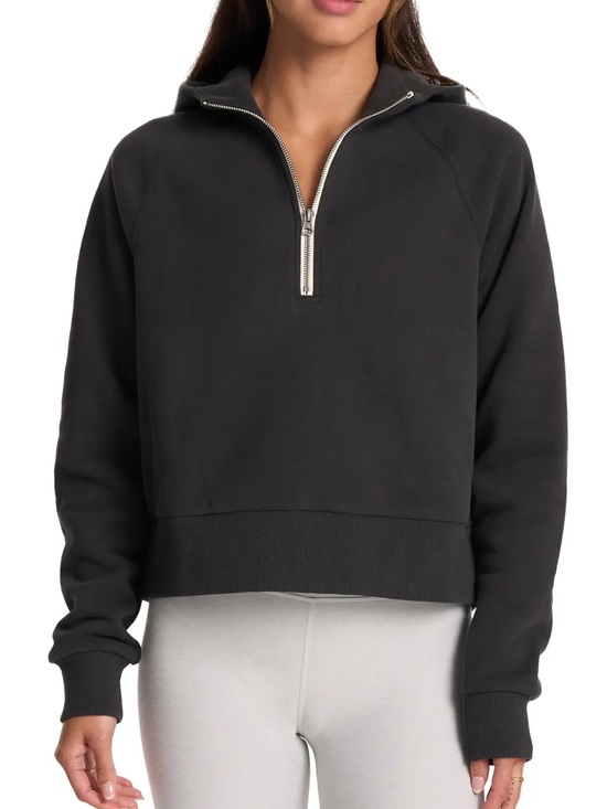 Vuori Tops - Vuori Restore Half-Zip Hoodie in Washed Black Medium